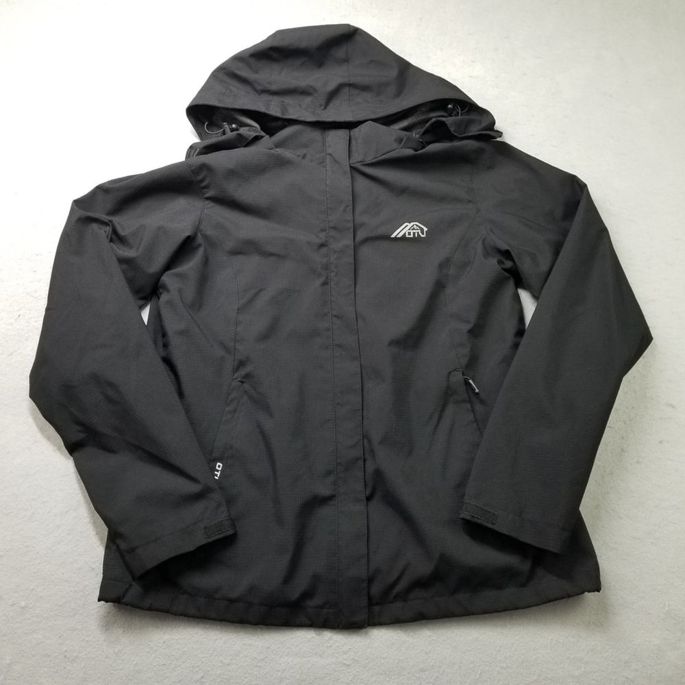OTU Jacket Womens Size M Black Lightweight Hooded Outdoor Full Zip